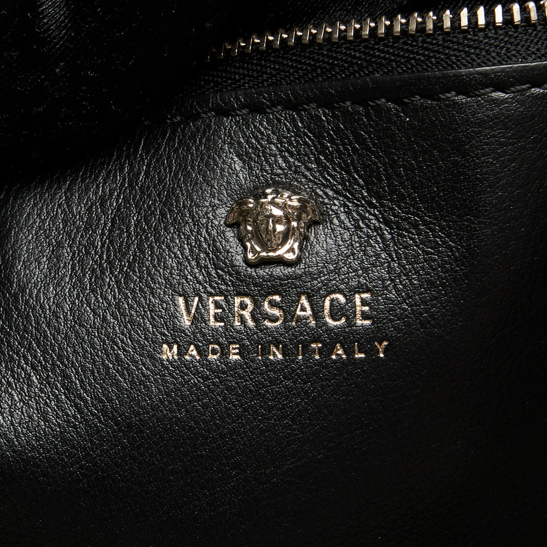 Versace Black Grained Leather Palazzo Empire Handbag