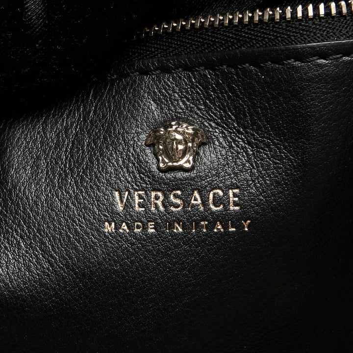 Versace Black Grained Leather Palazzo Empire Handbag