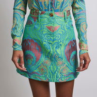 Excellent Pre-Loved Multicolor Jacquard Fabric A-Line Mini Skirt (front)