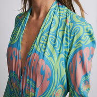 Excellent Pre-Loved Multicolor Long Sleeve Bodysuit.  (details)