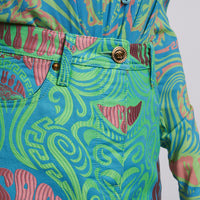 Excellent Pre-Loved Multicolor Jacquard Fabric A-Line Mini Skirt(close up)