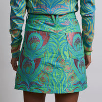 Excellent Pre-Loved Multicolor Jacquard Fabric A-Line Mini Skirt(back)