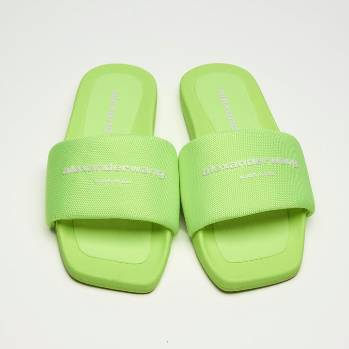Alexander Wang Neon Green Pool Slide Sandals Size 38