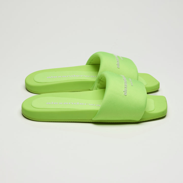 Alexander Wang Neon Green Pool Slide Sandals Size 38