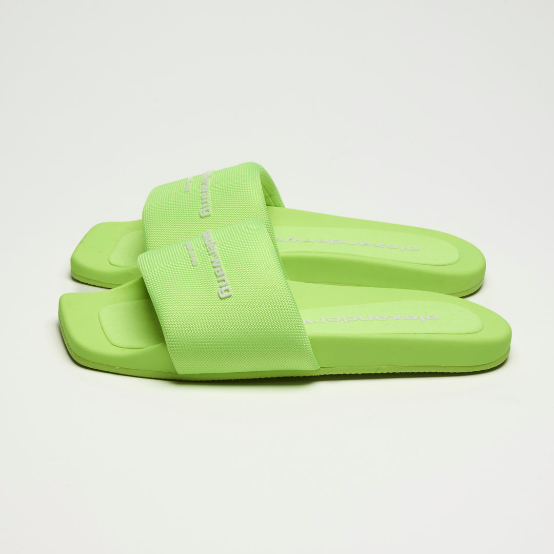 Alexander Wang Neon Green Pool Slide Sandals Size 38