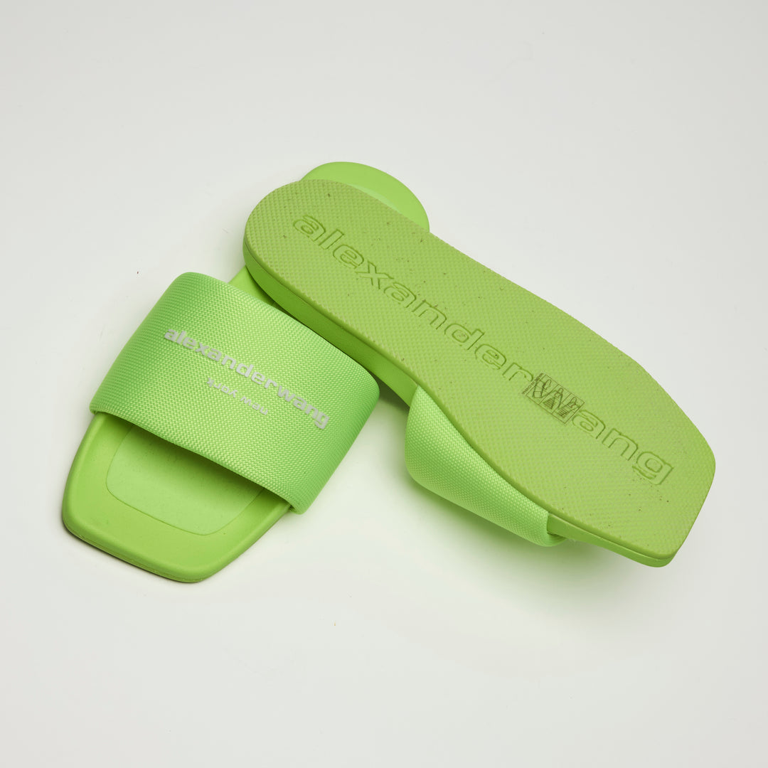 Alexander Wang Neon Green Pool Slide Sandals Size 38
