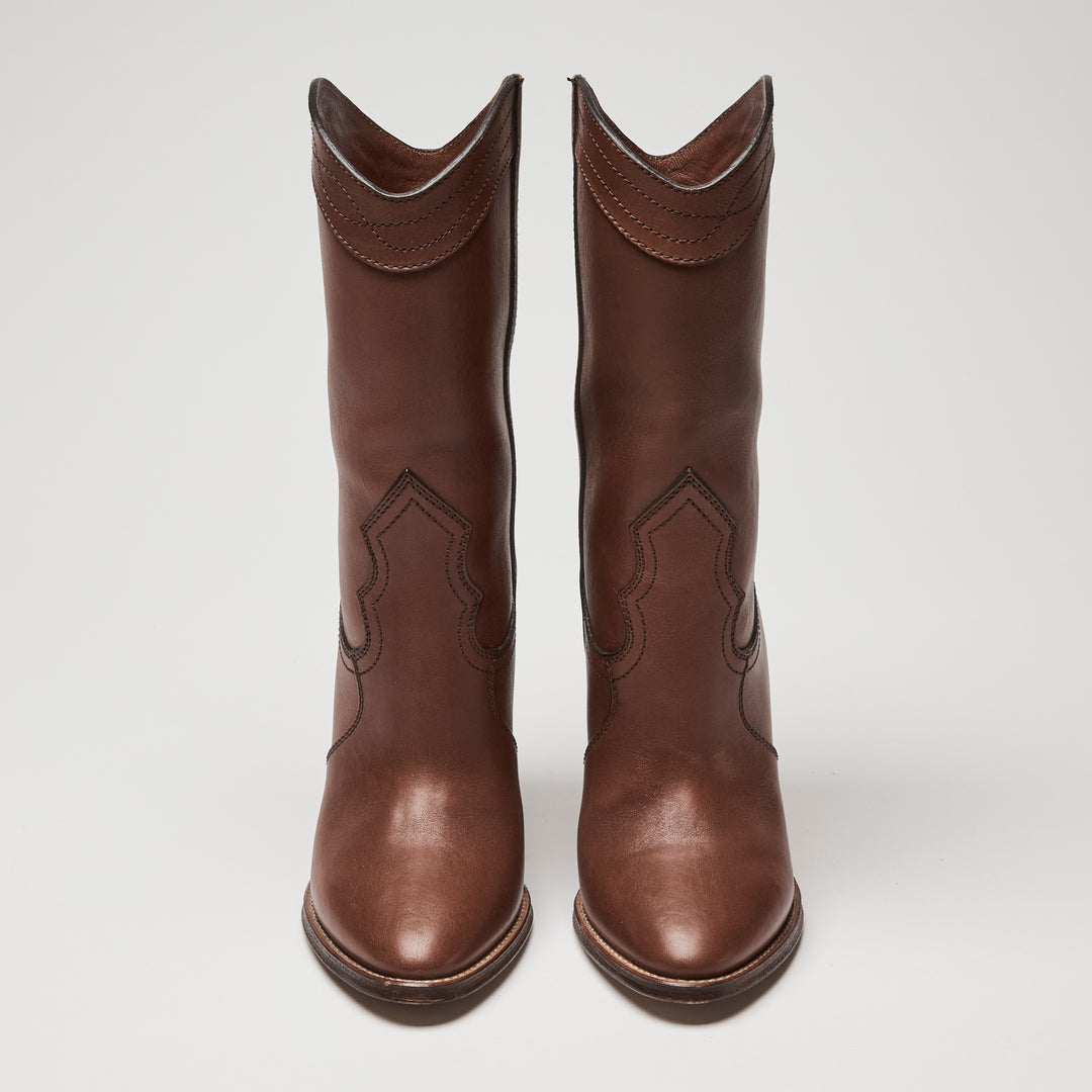Saint Laurent Brown Calf Leather Kate Western Boots Size 41