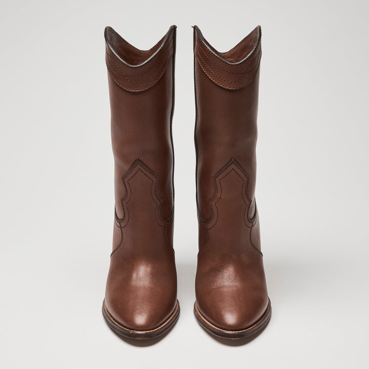 Saint Laurent Brown Calf Leather Kate Western Boots Size 41