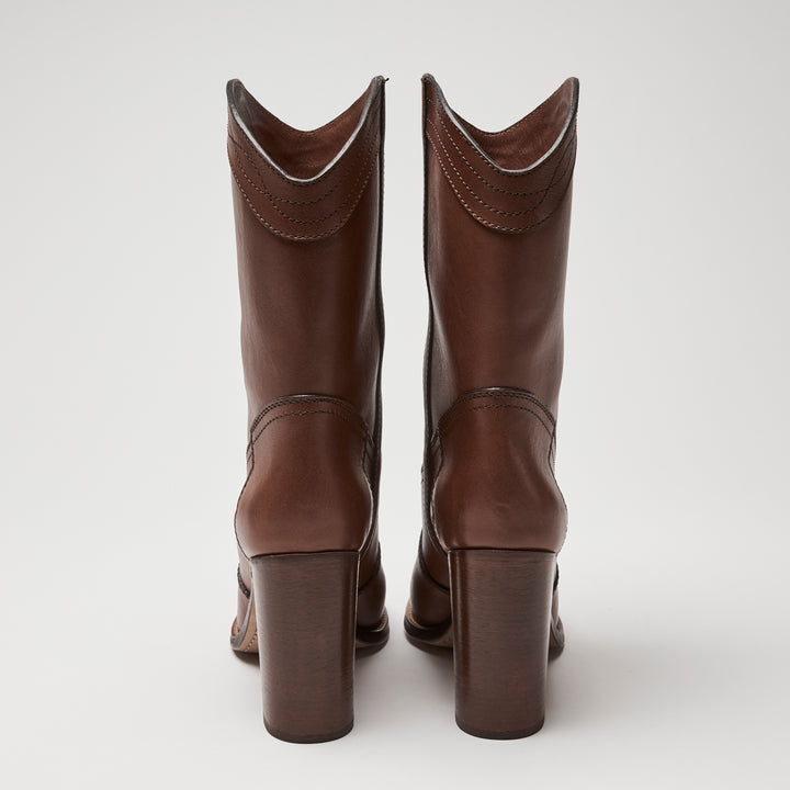 Saint Laurent Brown Calf Leather Kate Western Boots Size 41