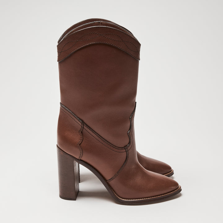 Saint Laurent Brown Calf Leather Kate Western Boots Size 41