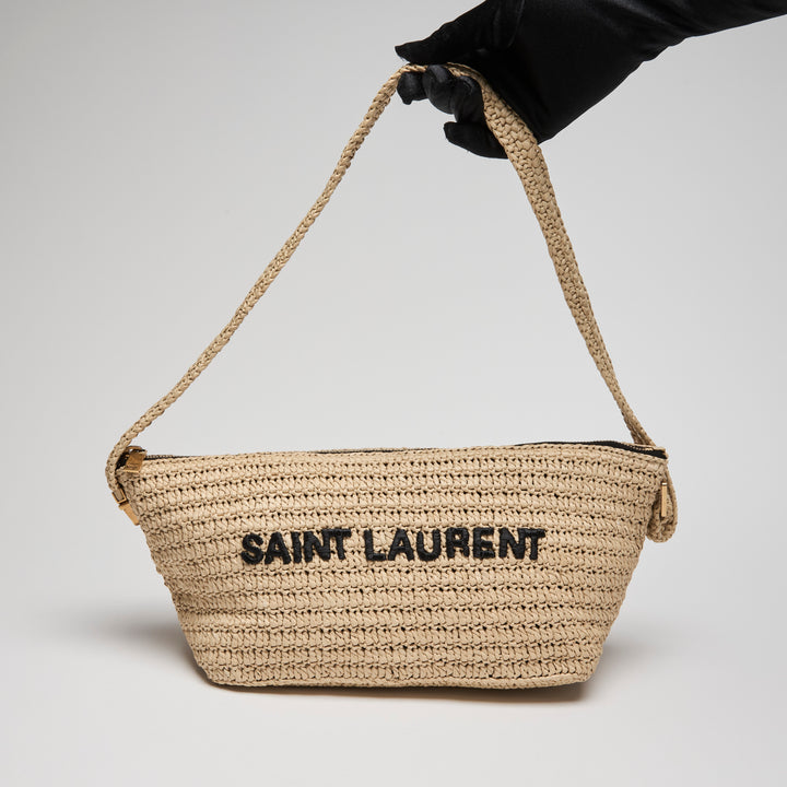 Saint Laurent Beige Le Raffia Shoulder Bag