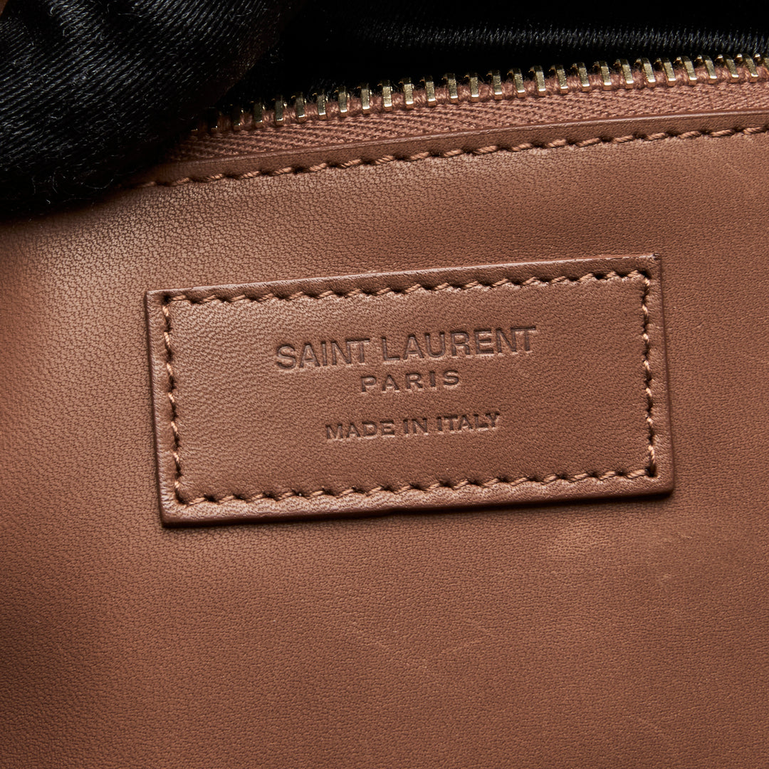 Saint Laurent Brown Calf Leather & Raffia Rive Gauche Tote