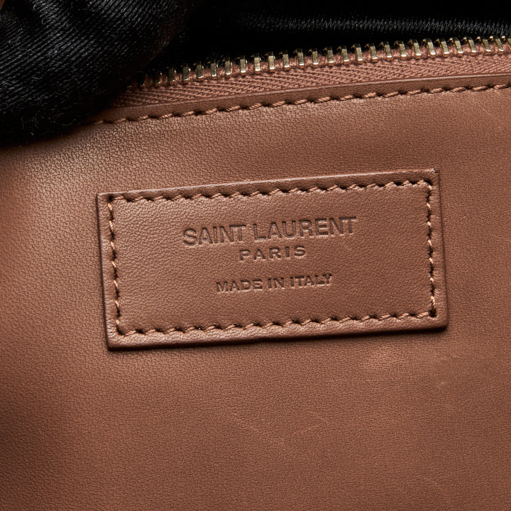 Saint Laurent Brown Calf Leather & Raffia Rive Gauche Tote