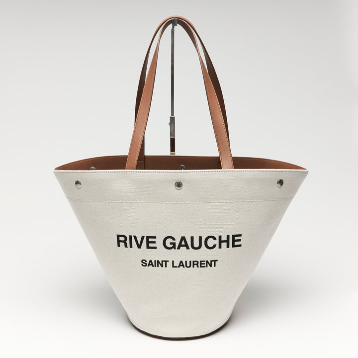Saint Laurent White Canvas Rive Gauche Tote