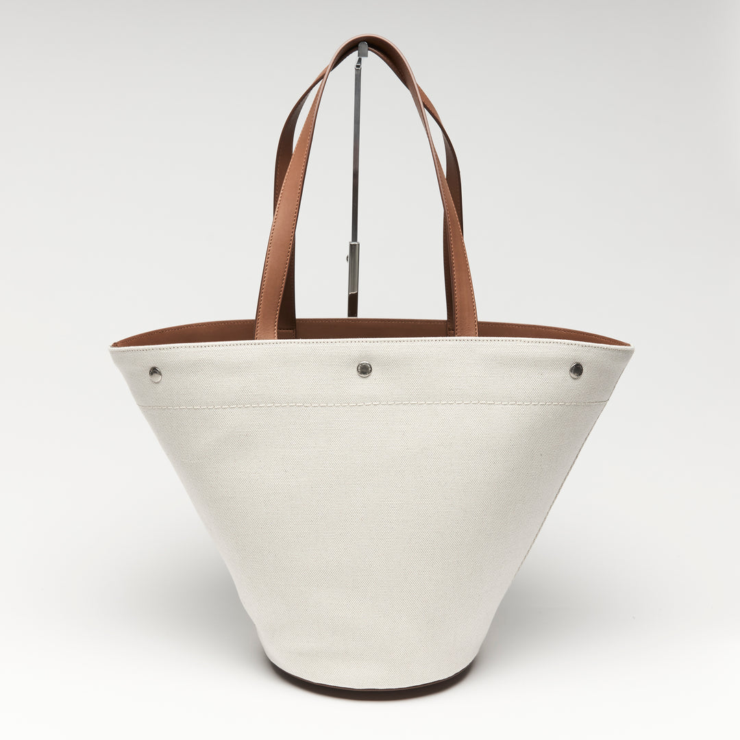 Saint Laurent White Canvas Rive Gauche Tote