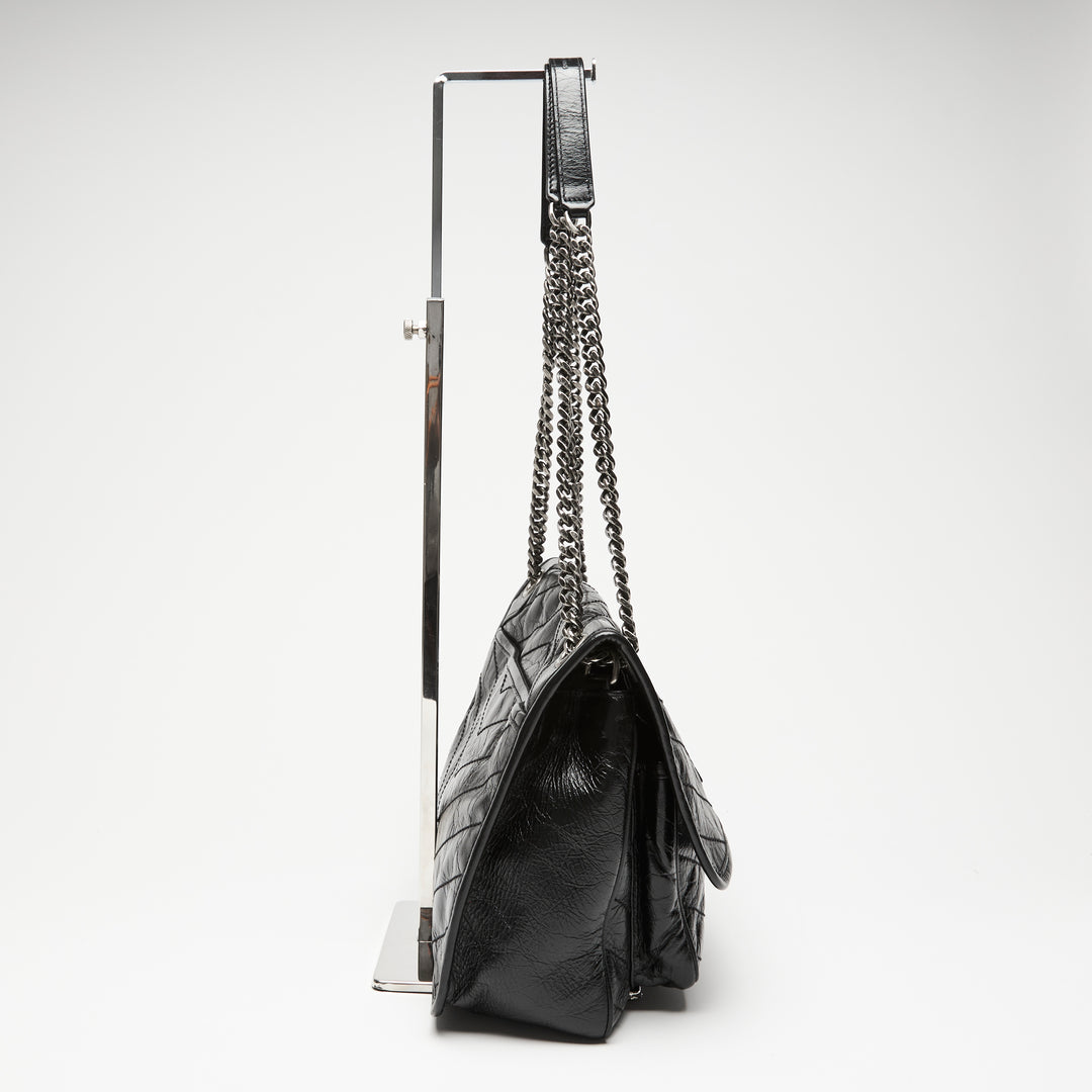 Saint Laurent Black Aged Calfskin Leather Medium Niki Bag