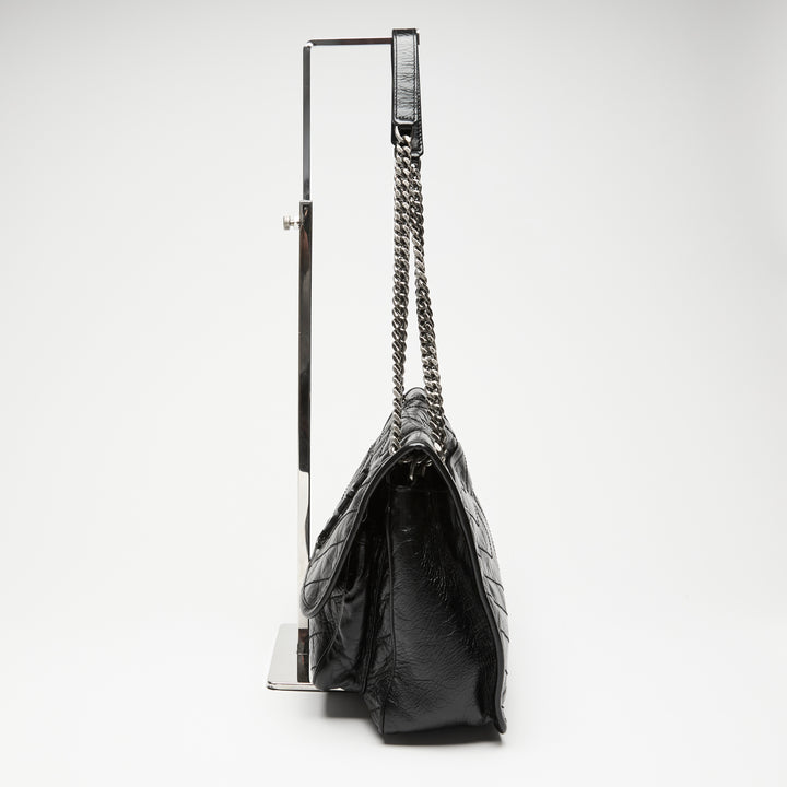 Saint Laurent Black Aged Calfskin Leather Medium Niki Bag