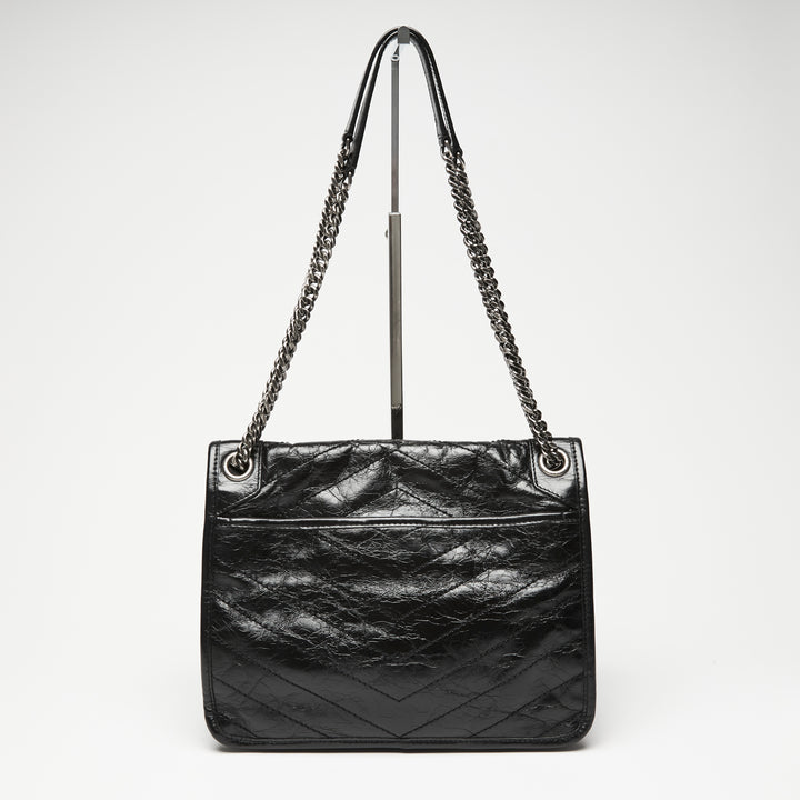 Saint Laurent Black Aged Calfskin Leather Medium Niki Bag