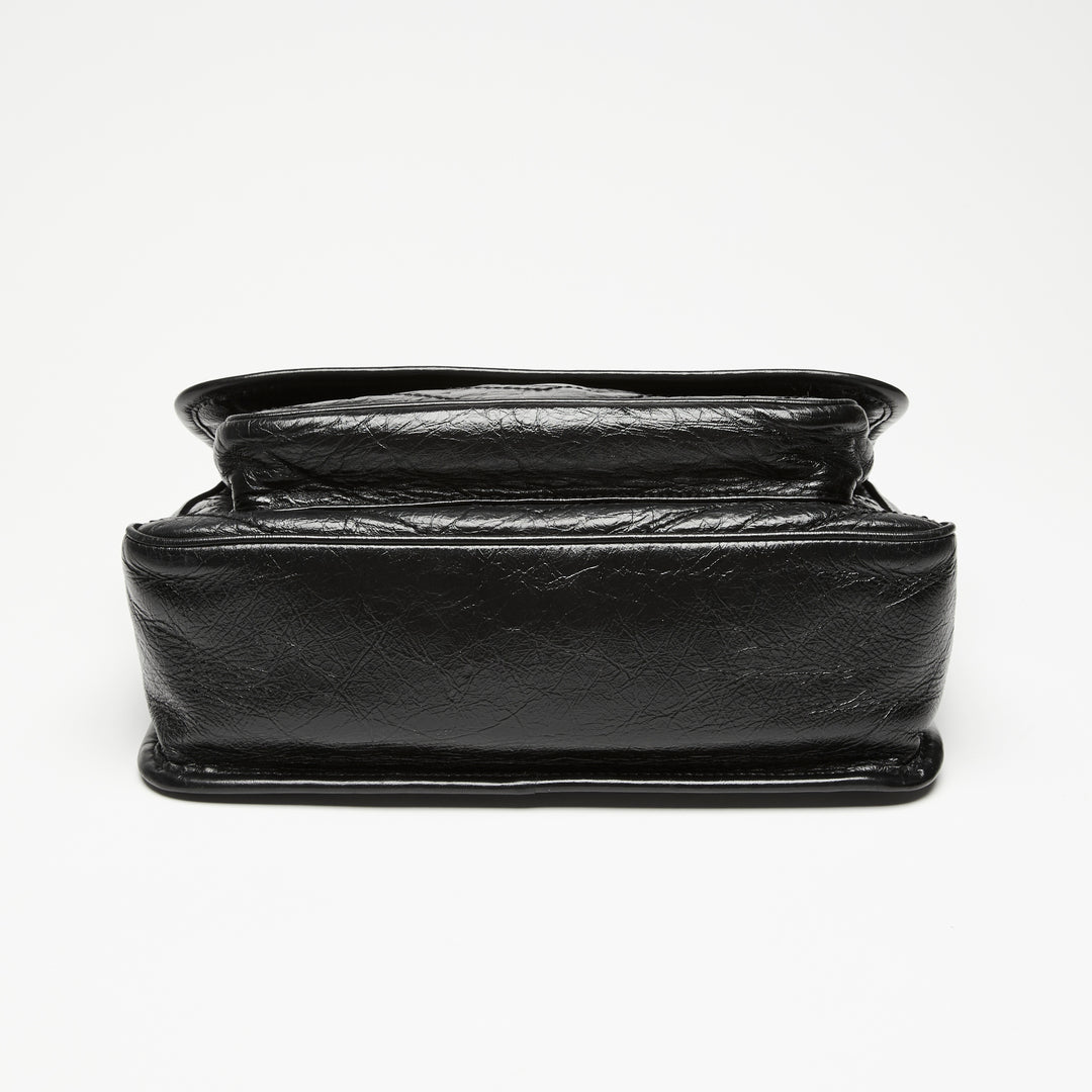 Saint Laurent Black Aged Calfskin Leather Medium Niki Bag