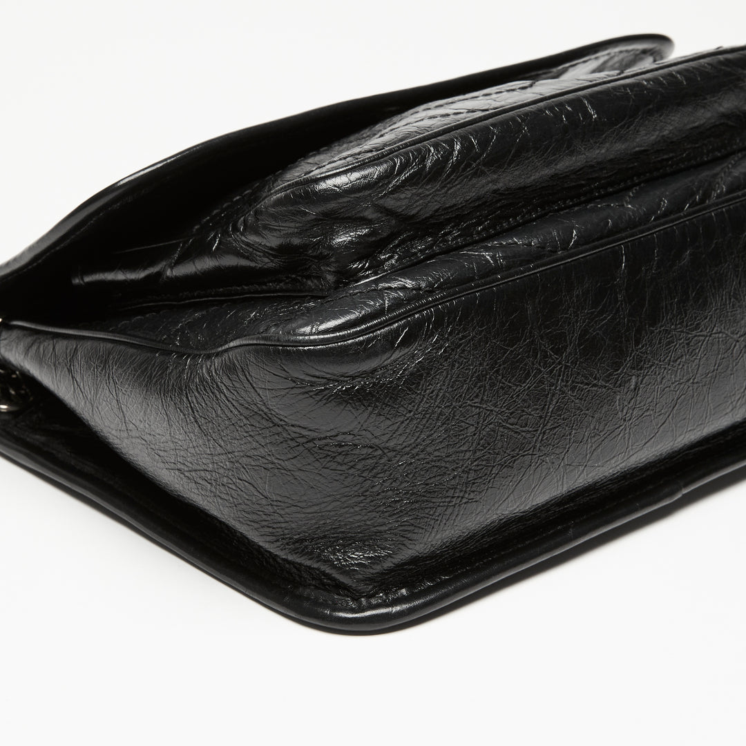 Saint Laurent Black Aged Calfskin Leather Medium Niki Bag
