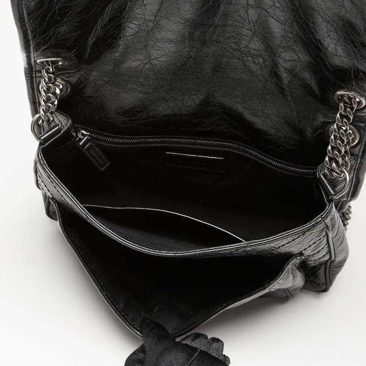 Saint Laurent Black Aged Calfskin Leather Medium Niki Bag