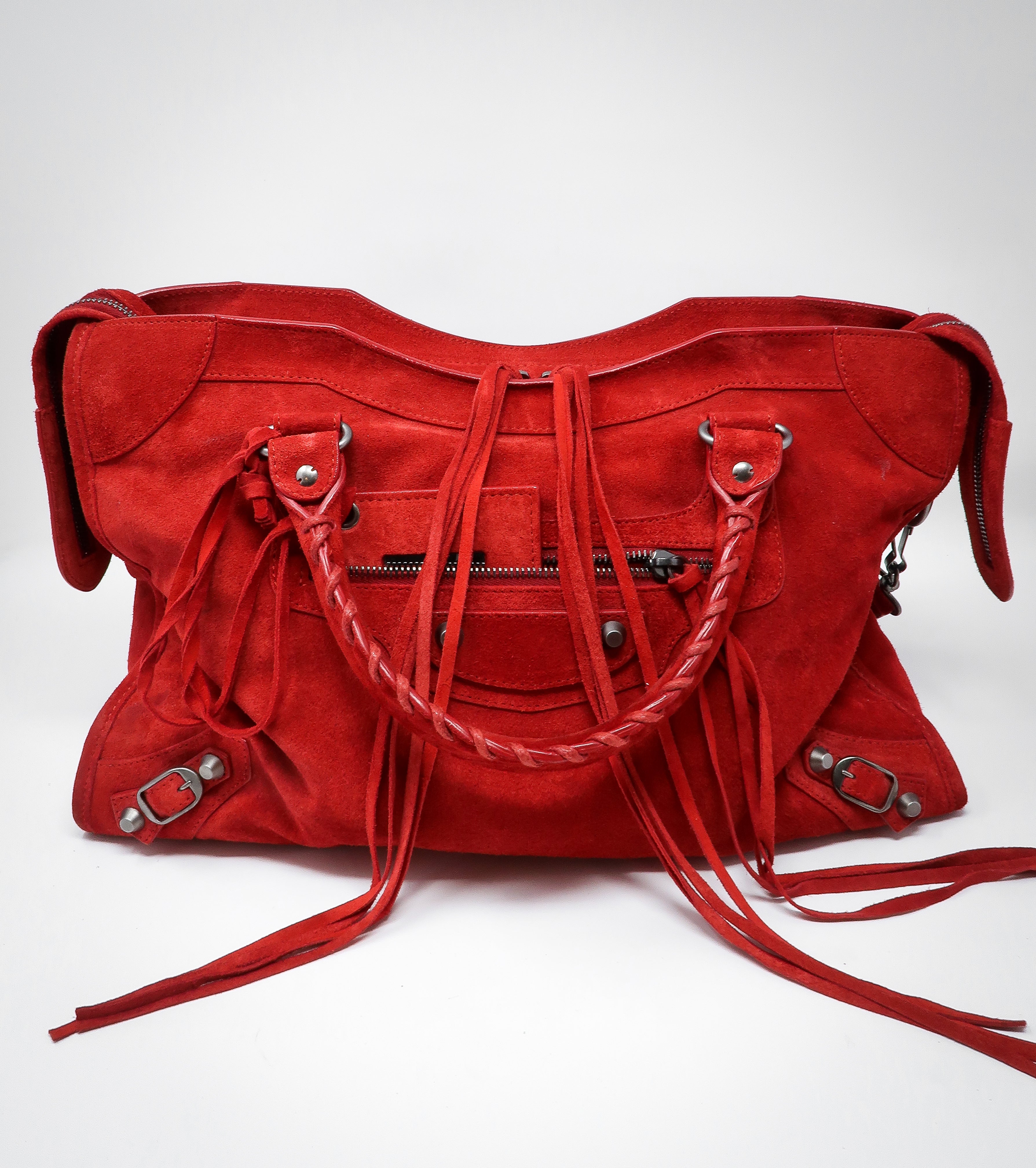 Balenciaga Medium Red Suede Bag Luxury Consignment
